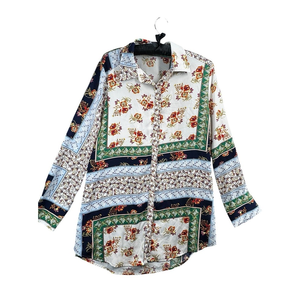 VICI XL Floral Patchwork Button Up Blouse Boho Cottagecore Lightweight Top